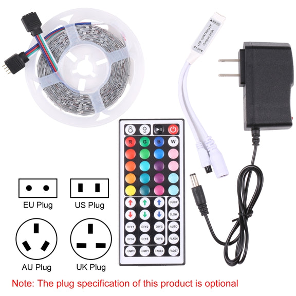 Bare Board 2835 SMD RGB LED Rope Light, 60 LED/m, Length: 5m, 12V 2A 100-240V, with 44-key Remote Control (AU Plug)