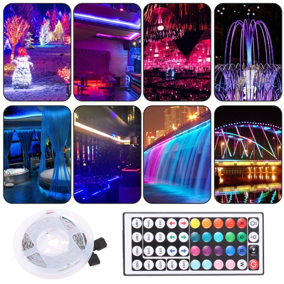 Bare Board 2835 SMD RGB LED Rope Light, 60 LED/m, Length: 5m, 12V 2A 100-240V, with 44-key Remote Control (UK Plug)