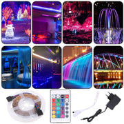 Bare Board 2835 SMD RGB LED Rope Light, 60 LED/m, Length: 5m, 12V 2A 100-240V, with 24-key Remote Control(US Plug)