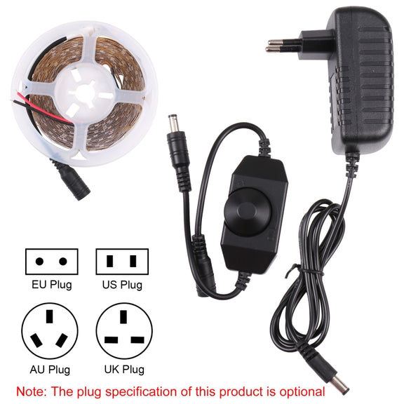 Bare Board 2835 SMD Dimmable White Light / Warm Light LED Rope Light, 60 LED/m, Length: 5m, 12V 2A 100-240V(AU Plug)