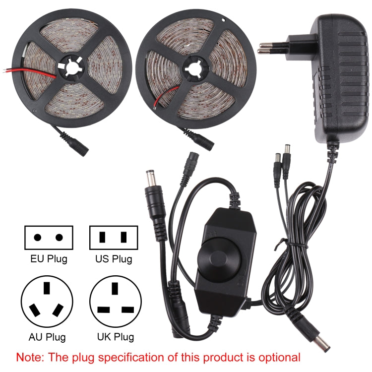 2pcs Bare Board 2835 SMD Dimmable White Light / Warm Light LED Rope Light, 60 LED/m, Length: 5m, 12V 2A 100-240V(UK Plug) - Bare Board Light by PMC TechLife | Online Shopping South Africa | PMC TechLife | Buy Now Pay Later Mobicred