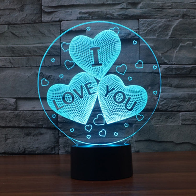 Three Hearts Shape 3D Touch Switch Control LED Night Light , 7-color Discoloration Creative Visual Stereo Lamp Desk Lamp Novelty Gift - Novelty Lighting by PMC Jewellery | Online Shopping South Africa | PMC Jewellery | Buy Now Pay Later Mobicred