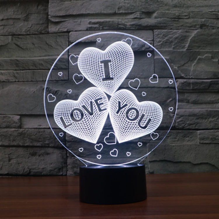 Three Hearts Shape 3D Touch Switch Control LED Night Light , 7-color Discoloration Creative Visual Stereo Lamp Desk Lamp Novelty Gift - Novelty Lighting by PMC Jewellery | Online Shopping South Africa | PMC Jewellery | Buy Now Pay Later Mobicred