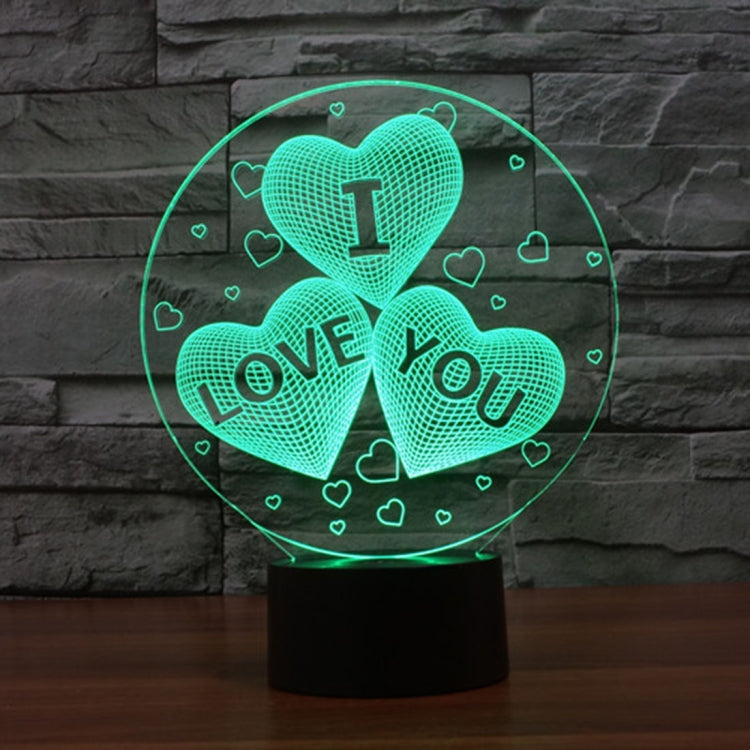 Three Hearts Shape 3D Touch Switch Control LED Night Light , 7-color Discoloration Creative Visual Stereo Lamp Desk Lamp Novelty Gift - Novelty Lighting by PMC Jewellery | Online Shopping South Africa | PMC Jewellery | Buy Now Pay Later Mobicred