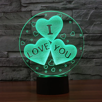 Three Hearts Shape 3D Touch Switch Control LED Night Light , 7-color Discoloration Creative Visual Stereo Lamp Desk Lamp Novelty Gift - Novelty Lighting by PMC Jewellery | Online Shopping South Africa | PMC Jewellery | Buy Now Pay Later Mobicred