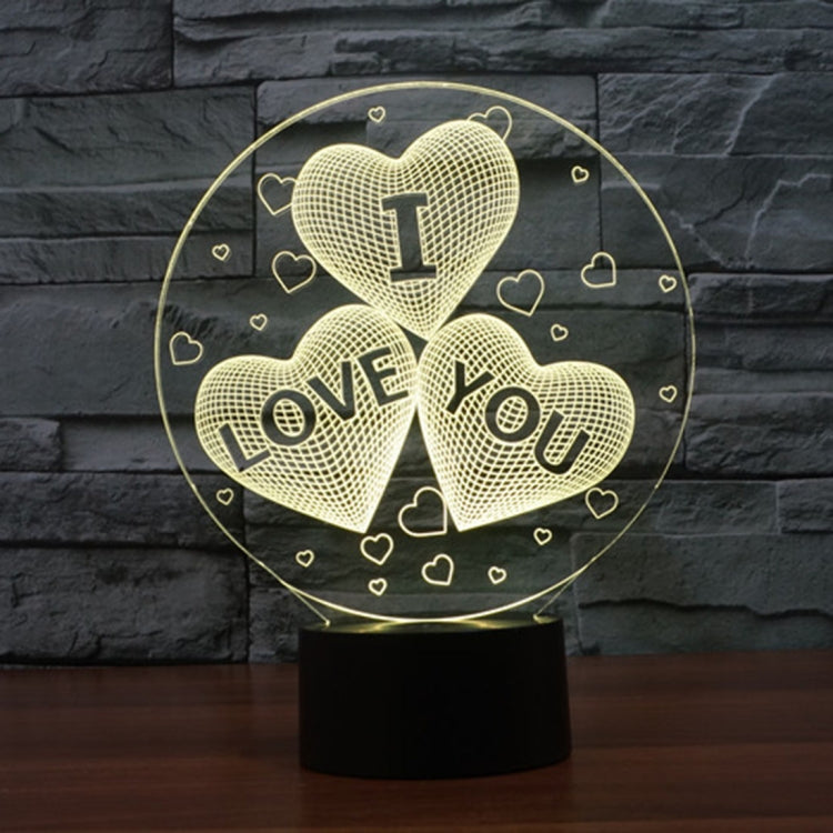 Three Hearts Shape 3D Touch Switch Control LED Night Light , 7-color Discoloration Creative Visual Stereo Lamp Desk Lamp Novelty Gift - Novelty Lighting by PMC Jewellery | Online Shopping South Africa | PMC Jewellery | Buy Now Pay Later Mobicred
