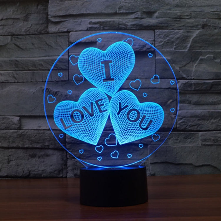 Three Hearts Shape 3D Touch Switch Control LED Night Light , 7-color Discoloration Creative Visual Stereo Lamp Desk Lamp Novelty Gift - Novelty Lighting by PMC Jewellery | Online Shopping South Africa | PMC Jewellery | Buy Now Pay Later Mobicred