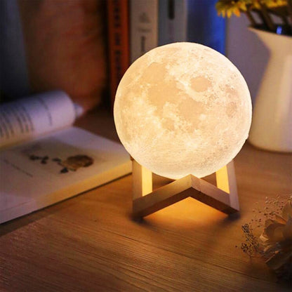 YouOKLight YK2302 15cm Touch Control 3D Print Moon Lamp, USB Charging 16-Color Dimming LED Night Light with Remote Control & Wooden Holder - Night Lights by youOKLight | Online Shopping South Africa | PMC Jewellery | Buy Now Pay Later Mobicred
