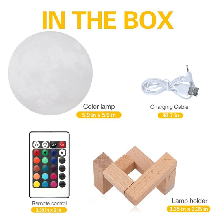 YouOKLight YK2302 15cm Touch Control 3D Print Moon Lamp, USB Charging 16-Color Dimming LED Night Light with Remote Control & Wooden Holder - Night Lights by youOKLight | Online Shopping South Africa | PMC Jewellery | Buy Now Pay Later Mobicred