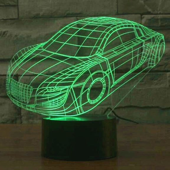 Car Style 3D Touch Switch Control LED Light , 7 Color Discoloration Creative Visual Stereo Lamp Desk Lamp Night Light