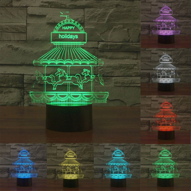 Amusement Park Style 3D Touch Switch Control LED Light , 7 Color Discoloration Creative Visual Stereo Lamp Desk Lamp Night Light