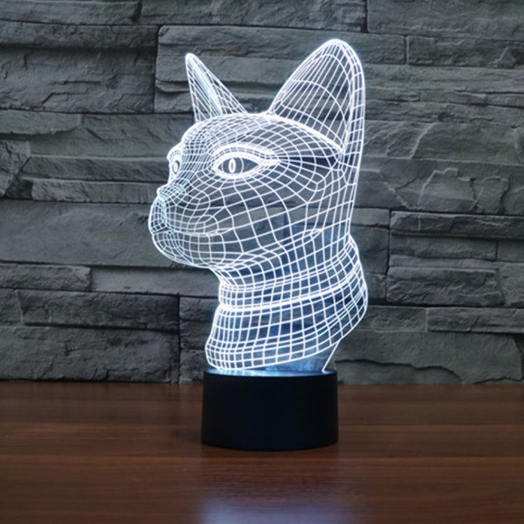 Side Face Cat Style 3D Touch Switch Control LED Light , 7 Color Discoloration Creative Visual Stereo Lamp Desk Lamp Night Light