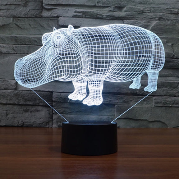 Rhino Style 3D Touch Switch Control LED Light , 7 Color Discoloration Creative Visual Stereo Lamp Desk Lamp Night Light