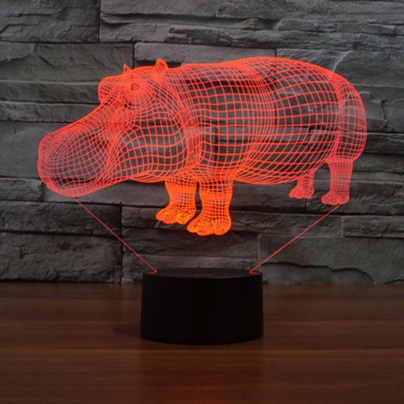 Rhino Style 3D Touch Switch Control LED Light , 7 Color Discoloration Creative Visual Stereo Lamp Desk Lamp Night Light