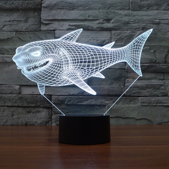 Side Face Shark Style 3D Touch Switch Control LED Light , 7 Color Discoloration Creative Visual Stereo Lamp Desk Lamp Night Light