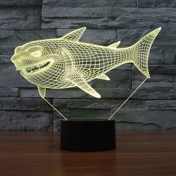 Side Face Shark Style 3D Touch Switch Control LED Light , 7 Color Discoloration Creative Visual Stereo Lamp Desk Lamp Night Light
