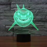 Positive Face Shark Style 3D Touch Switch Control LED Light , 7 Color Discoloration Creative Visual Stereo Lamp Desk Lamp Night Light