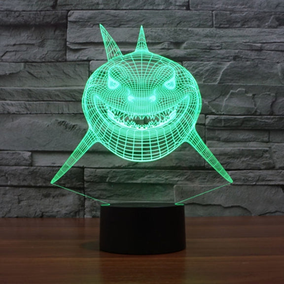 Positive Face Shark Style 3D Touch Switch Control LED Light , 7 Color Discoloration Creative Visual Stereo Lamp Desk Lamp Night Light