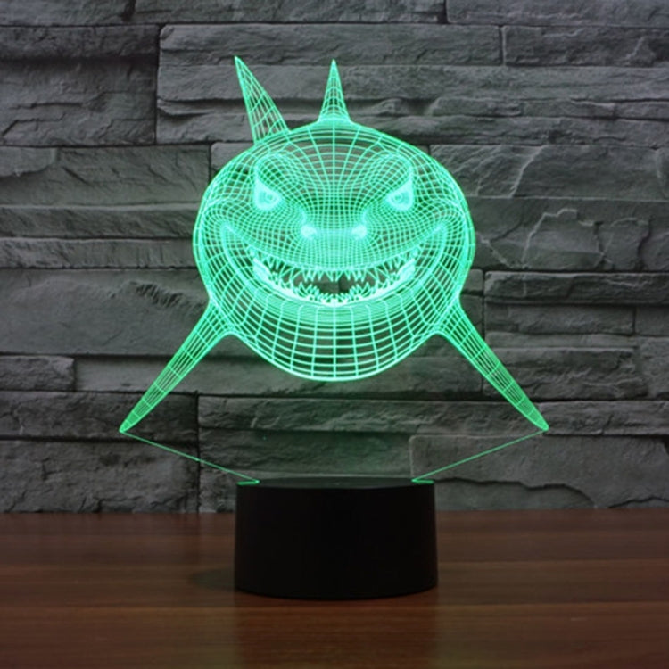 Positive Face Shark Style 3D Touch Switch Control LED Light , 7 Color Discoloration Creative Visual Stereo Lamp Desk Lamp Night Light