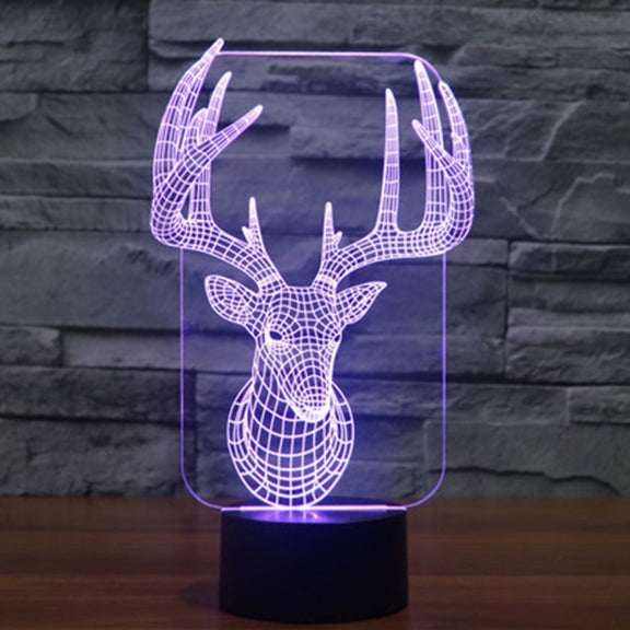 Elaphurus Davidianus Style 3D Touch Switch Control LED Light , 7 Color Discoloration Creative Visual Stereo Lamp Desk Lamp Night Light