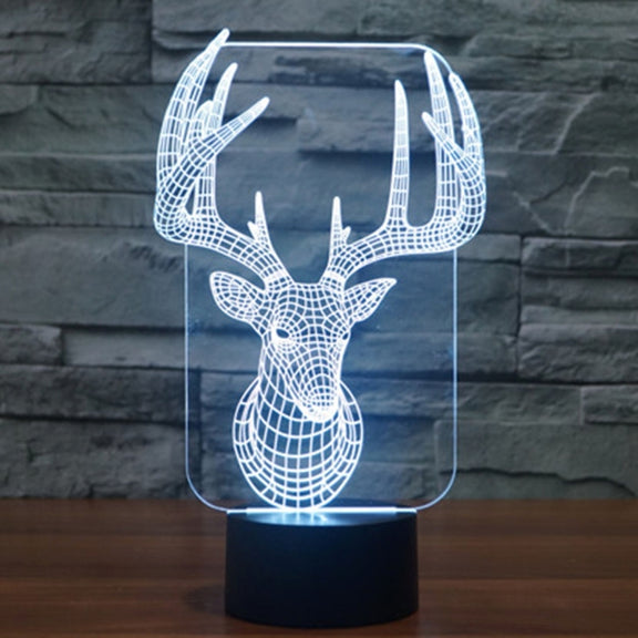 Elaphurus Davidianus Style 3D Touch Switch Control LED Light , 7 Color Discoloration Creative Visual Stereo Lamp Desk Lamp Night Light