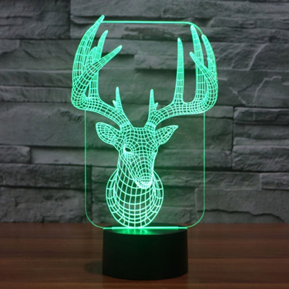 Elaphurus Davidianus Style 3D Touch Switch Control LED Light , 7 Color Discoloration Creative Visual Stereo Lamp Desk Lamp Night Light