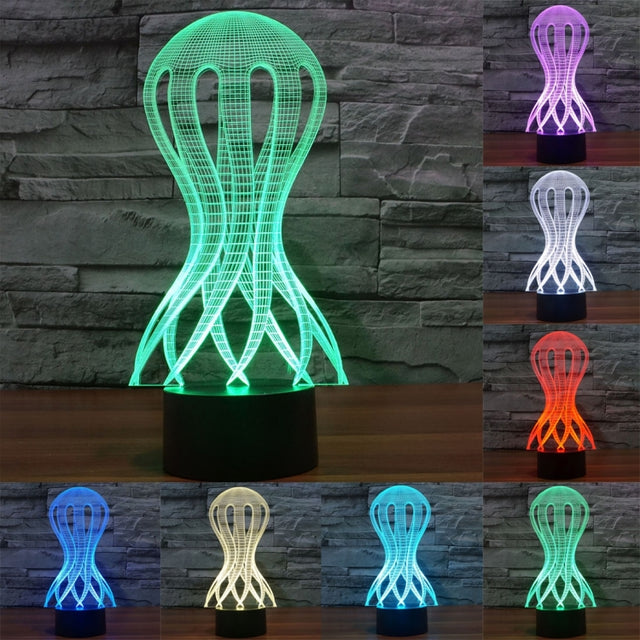 Acaleph Style 3D Touch Switch Control LED Light , 7 Color Discoloration Creative Visual Stereo Lamp Desk Lamp Night Light