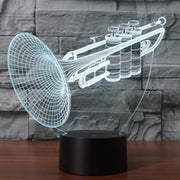 Trumpet Shape 3D Touch Switch Control LED Light , 7 Colour Discoloration Creative Visual Stereo Lamp Desk Lamp Night Light
