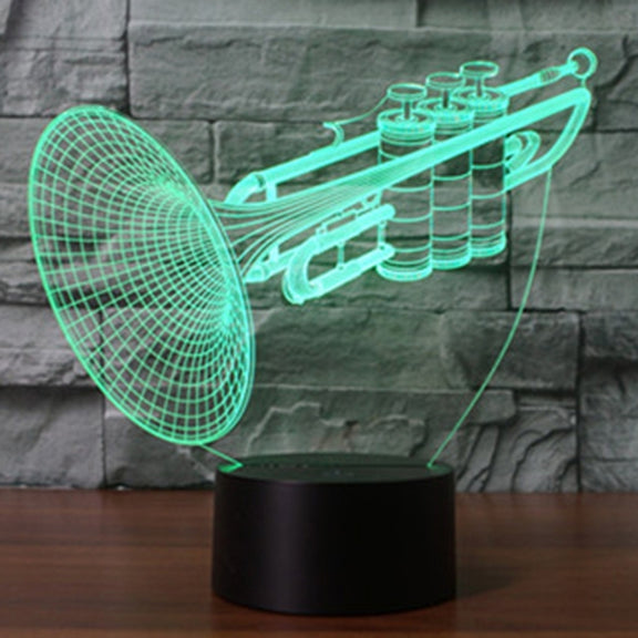 Trumpet Shape 3D Touch Switch Control LED Light , 7 Colour Discoloration Creative Visual Stereo Lamp Desk Lamp Night Light