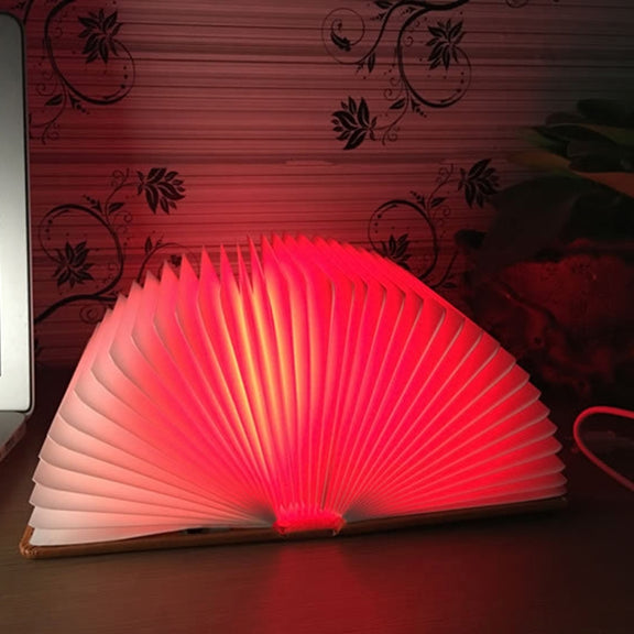 Foldable Pages Colorful Dimming Book Shape LED Light , Creative Portable USB Charging Semicircle Night Light with Remote Control(Blue)