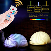 Foldable Pages Colorful Dimming Book Shape LED Light , Creative Portable USB Charging Semicircle Night Light with Remote Control(Blue)