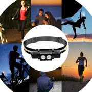 D25 10W 2 x XML-2 IPX6 Water-resistant Headband Light, 2400 LM USB Charging Adjustable Outdoor LED Headlight