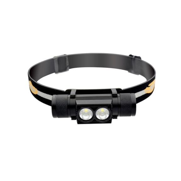 D25 10W 2 x XML-2 IPX6 Water-resistant Headband Light, 2400 LM USB Charging Adjustable Outdoor LED Headlight