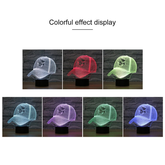 Baseball Cap Shape 3D Colorful LED Vision Light Table Lamp, USB Touch Version