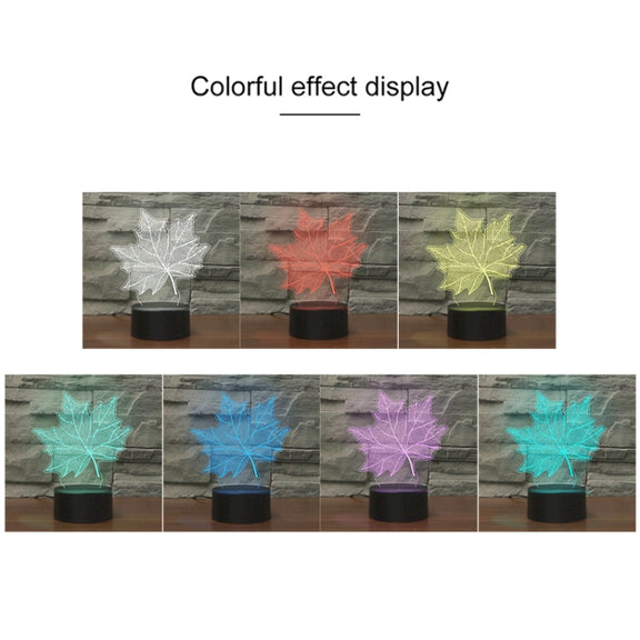 Maple Leaf Shape 3D Colorful LED Vision Light Table Lamp, 16 Colors Remote Control Version
