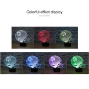 Rugby Hat Flower Shape 3D Colorful LED Vision Light Table Lamp, 16 Colors Remote Control Version