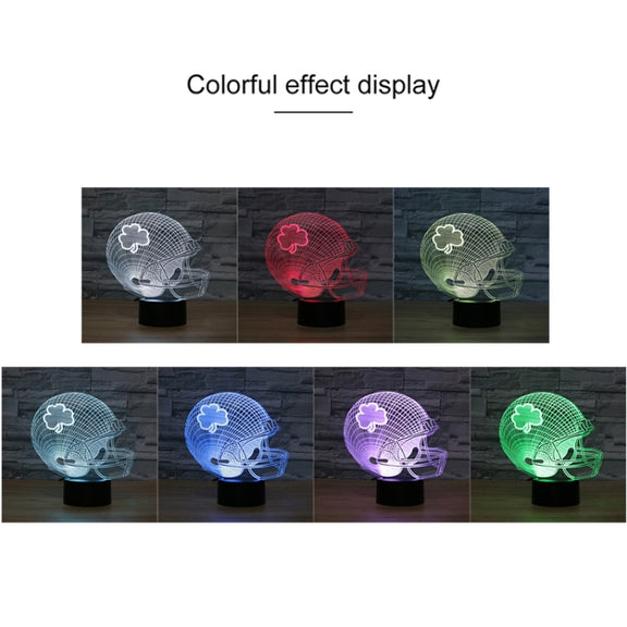 Rugby Hat Flower Shape 3D Colorful LED Vision Light Table Lamp, 16 Colors Remote Control Version