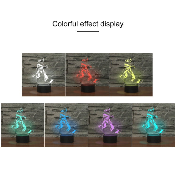 Skate Boy Shape 3D Colorful LED Vision Light Table Lamp, USB Touch Version