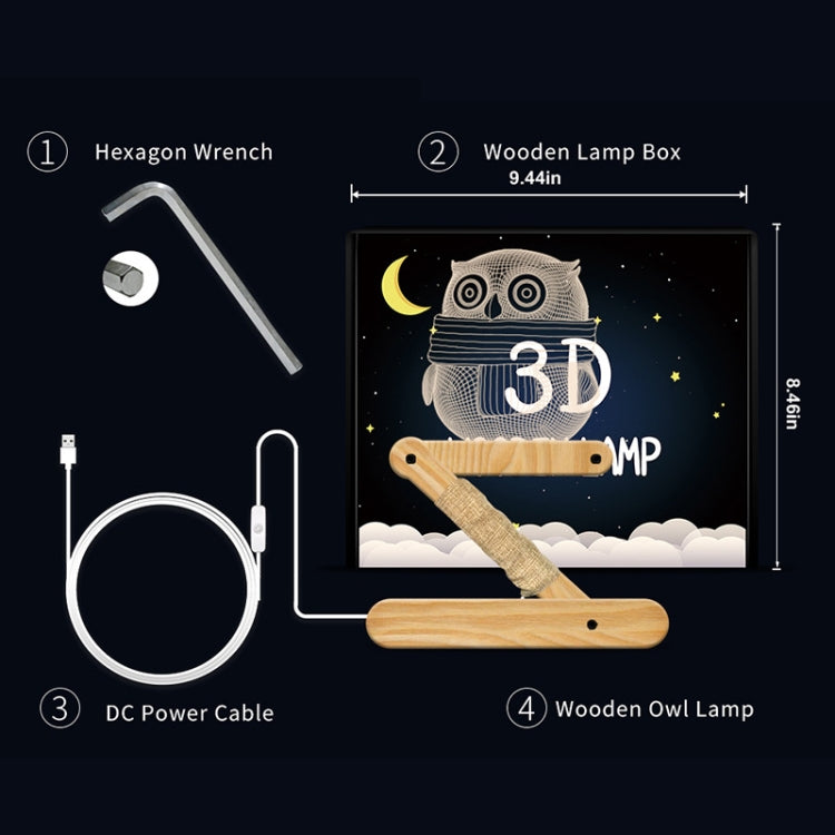0.5W Children Bedroom Owl Folding Wood Lamp 3D Night Light (Warm Light) - Night Lights by PMc TechLife | Online Shopping South Africa | PMc TechLife | Buy Now Pay Later Mobicred