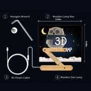 0.5W Children Bedroom Owl Folding Wood Lamp 3D Night Light (Warm Light)
