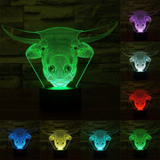 Cow Style 3D Touch Switch Control LED Light , 7 Colour Discoloration Creative Visual Stereo Lamp Desk Lamp Night Light