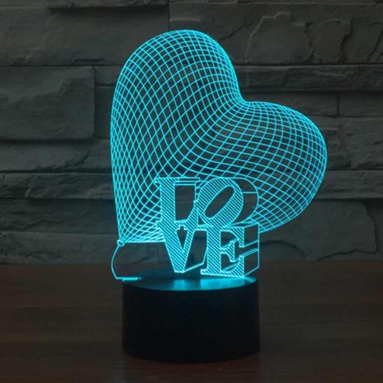 Heart and LOVE Style 3D Touch Switch Control LED Light, 7 Colour Discoloration Creative Visual Stereo Lamp Desk Lamp Night Light - Novelty Lighting by PMC TechLife | Online Shopping South Africa | PMC TechLife | Buy Now Pay Later Mobicred