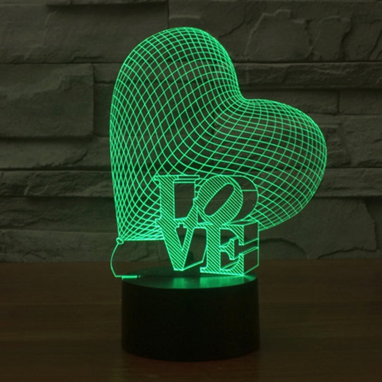 Heart and LOVE Style 3D Touch Switch Control LED Light, 7 Colour Discoloration Creative Visual Stereo Lamp Desk Lamp Night Light - Novelty Lighting by PMC TechLife | Online Shopping South Africa | PMC TechLife | Buy Now Pay Later Mobicred