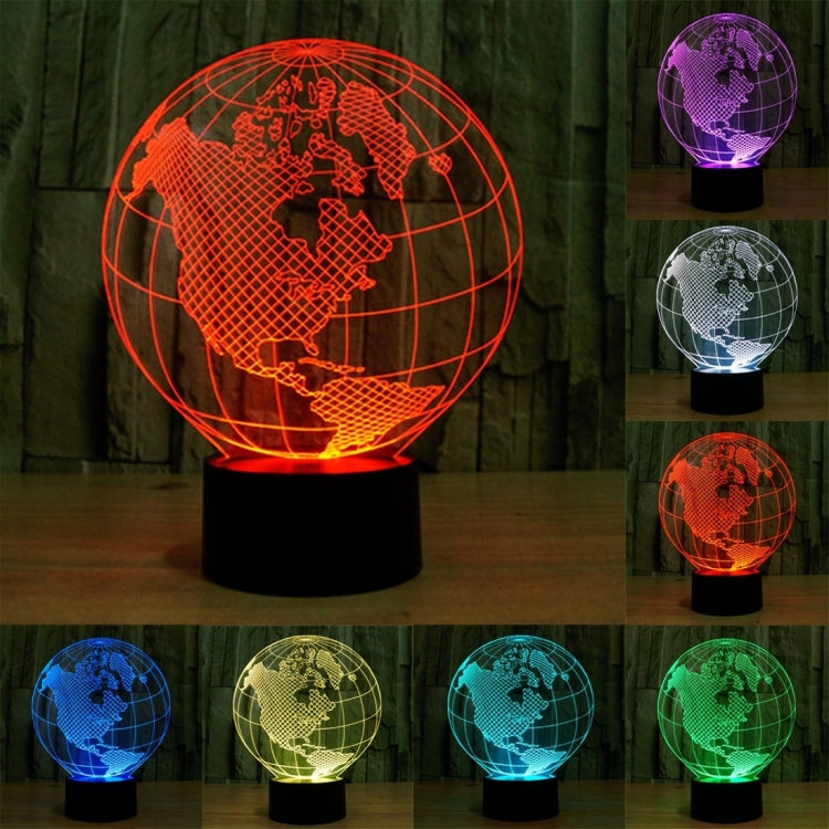 America Globe Style 3D Touch Switch Control LED Light , 7 Colour Discoloration Creative Visual Stereo Lamp Desk Lamp Night Light - Novelty Lighting by PMC TechLife | Online Shopping South Africa | PMC TechLife | Buy Now Pay Later Mobicred