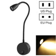 3W Flexible Goose Neck Warm White LED Reading Lamp Light , 160 LM 3000-3200K Wall Mount Light Wall Sconce Lamp, Got the CE / FCC Certification, Goose Neck Length: 30cm, US/EU Plug, Default Delivery US Plug - Wall Lamps by PMc TechLife | Online Shopping South Africa | PMc TechLife | Buy Now Pay Later Mobicred