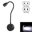 3W Black Shell Flexible Goose Neck White Light LED Reading Lamp Light , 160 LM 3000-3200K Wall Mount Light Wall Sconce Lamp, Got the CE / FCC Certification, Goose Neck Length: 30cm, US/EU Plug, Default Delivery US Plug - Wall Lamps by PMc TechLife | Online Shopping South Africa | PMc TechLife | Buy Now Pay Later Mobicred