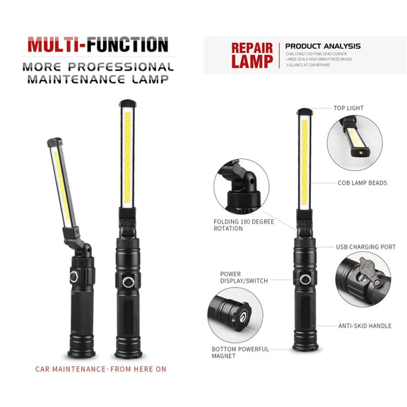 W552 280LM USB Rechargeable Folding Mobile Handheld Work Emergency Light, Size: 13.5 x 3.8cm