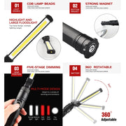 W552 280LM USB Rechargeable Folding Mobile Handheld Work Emergency Light, Size: 13.5 x 3.8cm