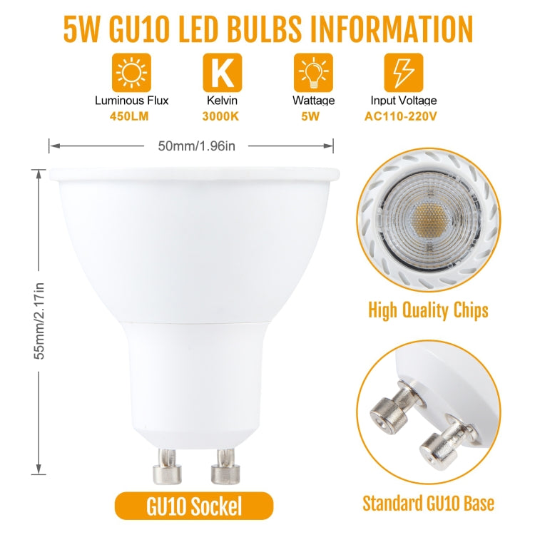 GU10 5W 8 LEDs SMD 2835 LED Spotlight 3000K Dimmable, AC 220V (Warm White) - free shipping - PMC Jewellery - Order now!