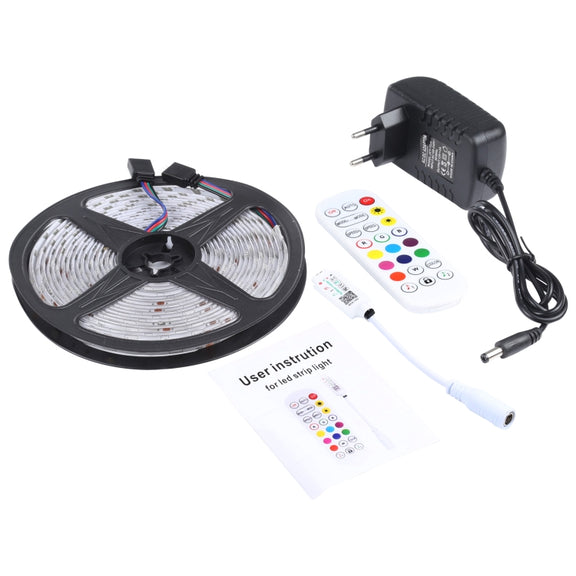 5m 150 LEDs SMD 5050 IP65 Water-resistant Bluetooth RGB Light Strip with 24-keys Remote Control, EU Plug